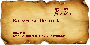 Raskovics Dominik névjegykártya